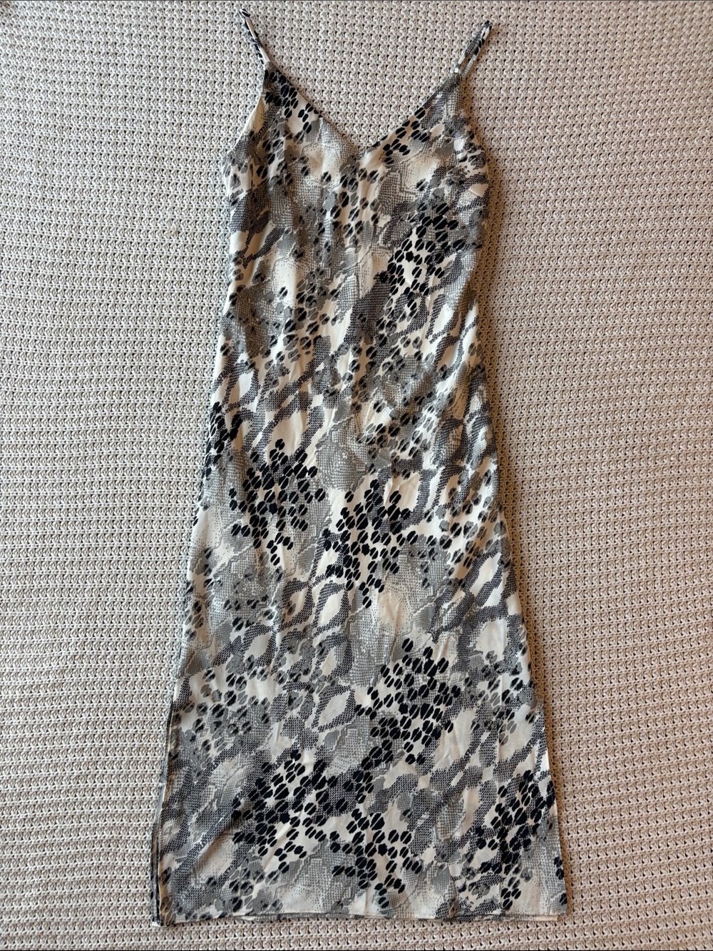 Express Black and Cream Floral Lace and animal print Slip Midi Dress